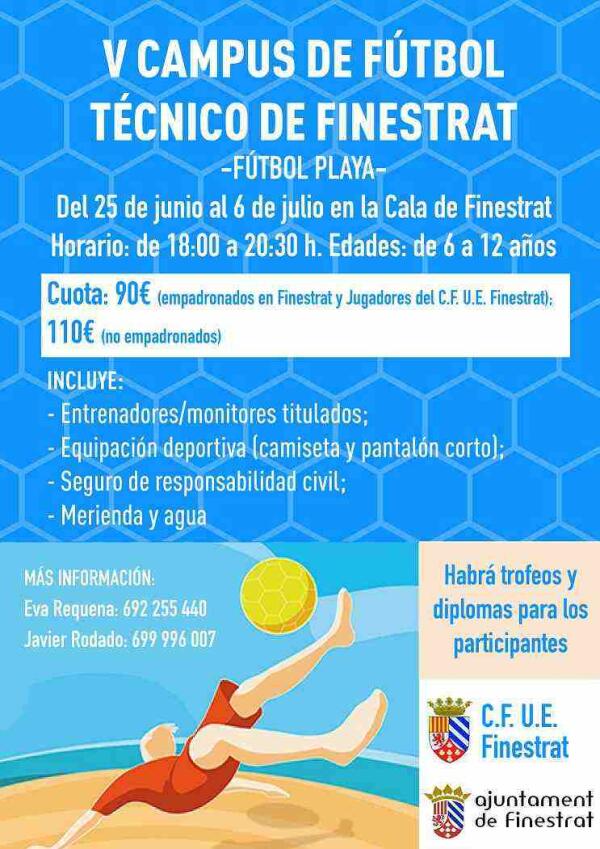 V Campus de F&uacute;tbol T&eacute;cnico  en la Cala de Finestrat