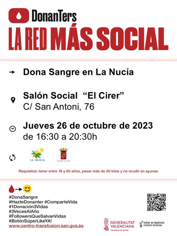 Este jueves “15ª Donación de Sangre” en “El Cirer”  