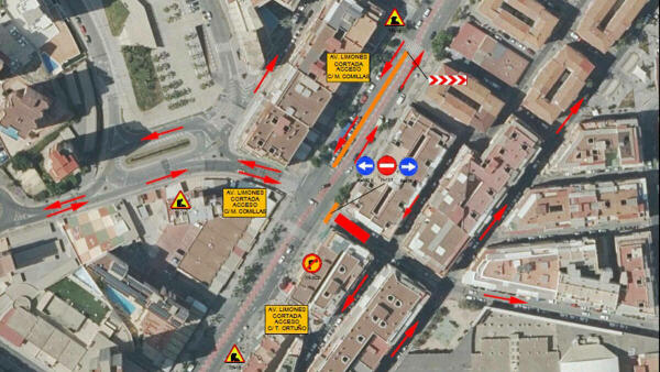 Movilidad informa del corte al tr&aacute;fico del acceso a Limones desde Jaime I el pr&oacute;ximo lunes, d&iacute;a 23