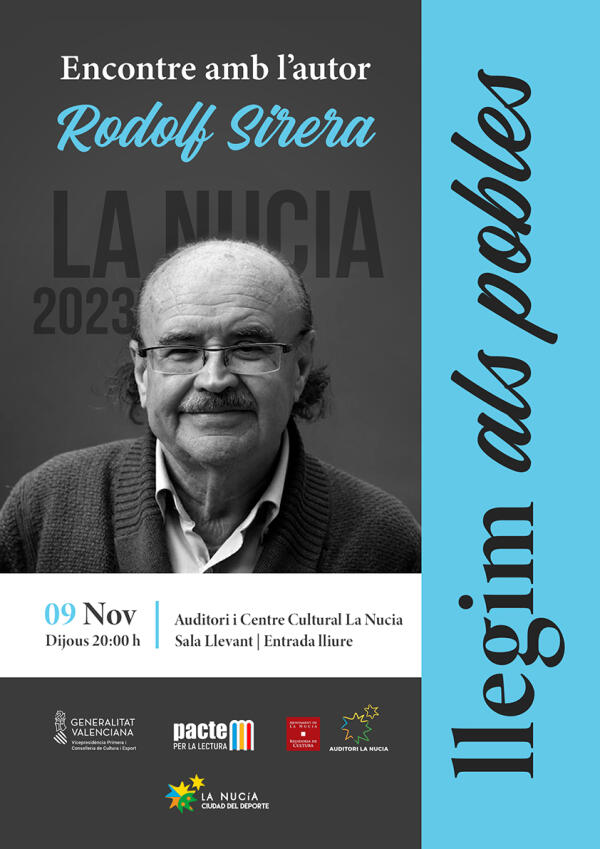 Encuentro literario con el autor Rodolf Sirera este jueves en l’Auditori