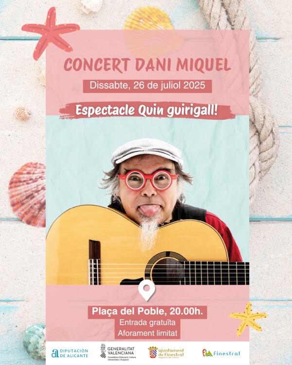 DANI MIQUEL, EL TROBADOR DE LOS MÁS PEQUEÑOS Y MÁS PEQUEÑAS, ESTE SÁBADO, 26 DE JULIO, EN FINESTRAT 