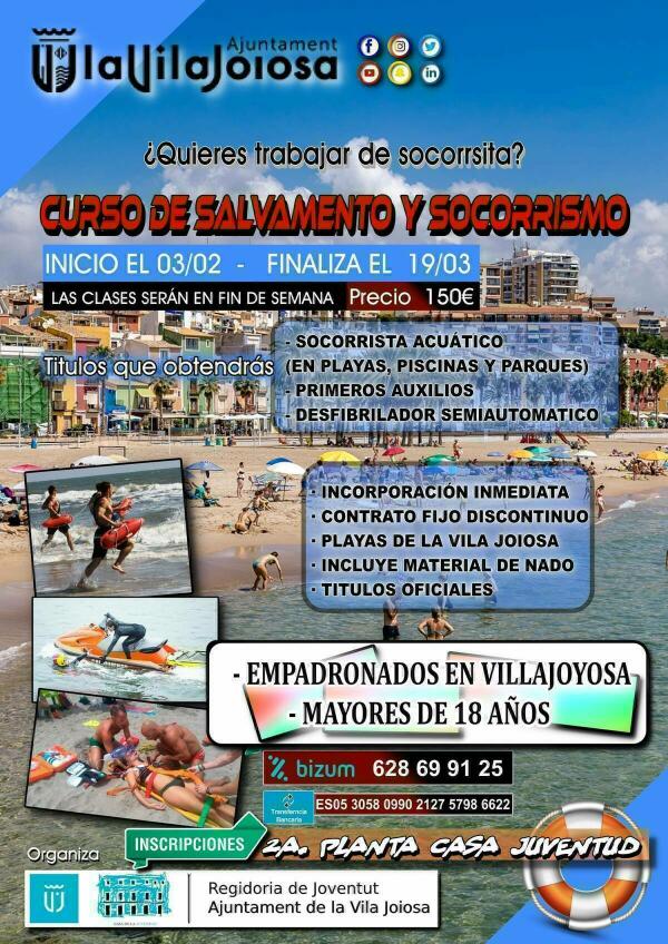 Las concejalías de Juventud y Playas organizan un curso de socorrismo acuático en playas, piscinas y espacios naturales