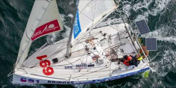 Carlos Olsson, del CN Altea, en la primera etapa de la Mini Transat 2021