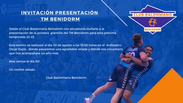 INVITACIÓN PRESENTACIÓN  TM BENIDORM