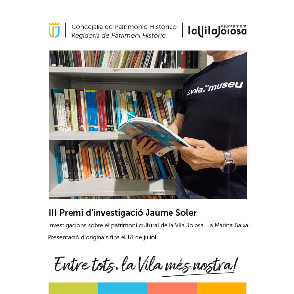 Hoy se abre el plazo de presentación de originales del III Premio de Investigación Jaume Soler que reconoce el patrimonio cultural de Villajoyosa y la Marina Baixa 