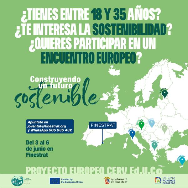 FINESTRAT CONVOCA A LOS JÓVENES A PARTICIPAR EN EL CONGRESO EUROPEO DEL PROYECTO ED.U.CO. 