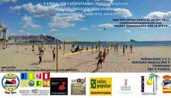 El domingo 30 se disputan las finales autonómicas de voley playa en playa Poniente de Benidorm