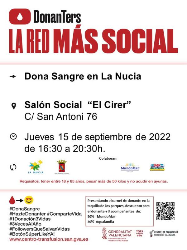 “16ª Donación de Sangre” el próximo jueves en El Cirer