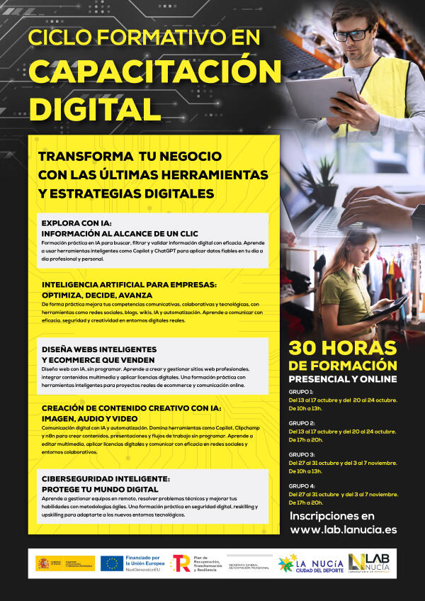 Quedan pocas plazas para el segundo turno de los cursos de Capacitación Digital  