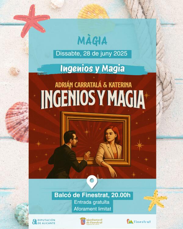 ESTE SÁBADO 28 DE JUNIO LLEGA “INGENIOS Y MAGIA” A BALCÓN DE FINESTRAT DE LA MANO DE ADRIÁN CARRATALÁ Y KATERINA