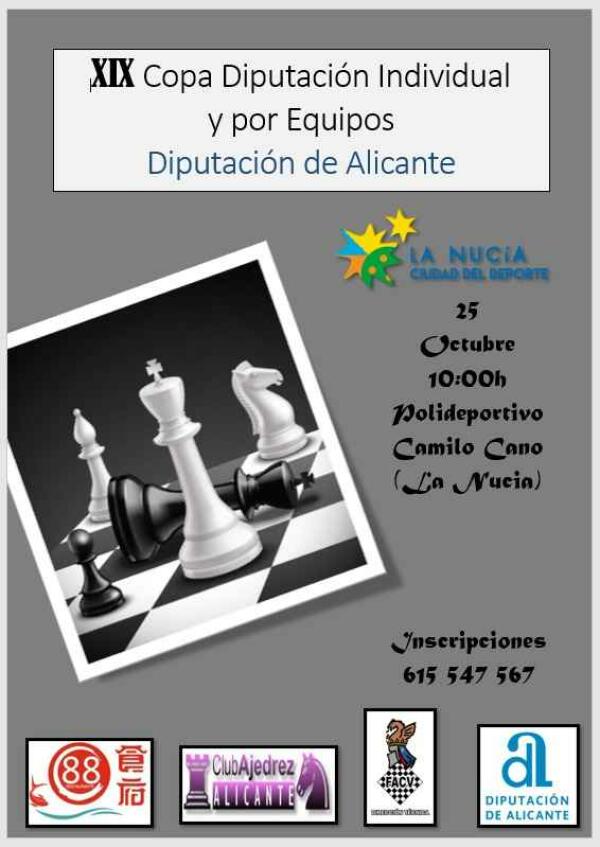 Este domingo La Nucía acogerá la “XIX Copa Diputación de Ajedrez”