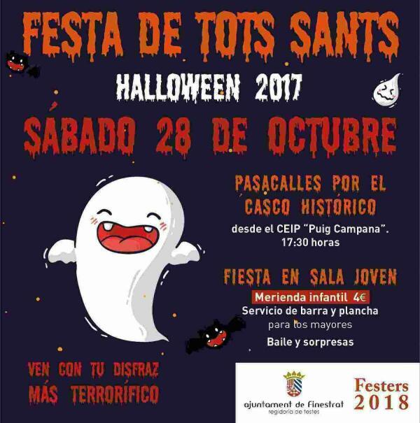 Halloween llega este s&aacute;bado a Finestrat con un pasacalles por el casco hist&oacute;rico y una fiesta de disfraces en la sala joven 