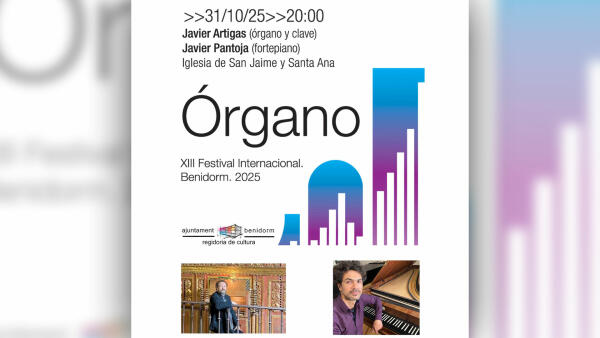 Javier Artigas y Javier Pantoja protagonizan mañana una nueva cita del Festival Internacional de Órgano de Benidorm