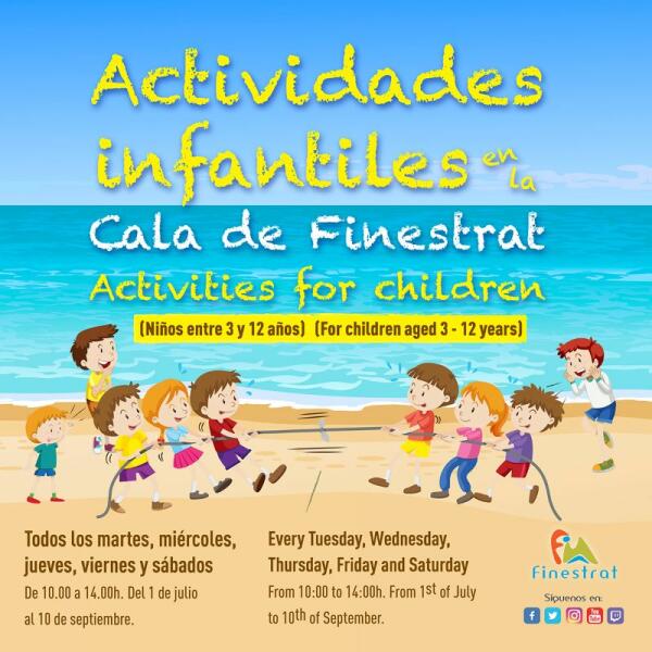 ARRANCAN LAS ACTIVIDADES INFANTILES GRATUITAS EN LA CALA DE FINESTRAT PARA NIÑOS Y NIÑAS DE 3 A 12 AÑOS