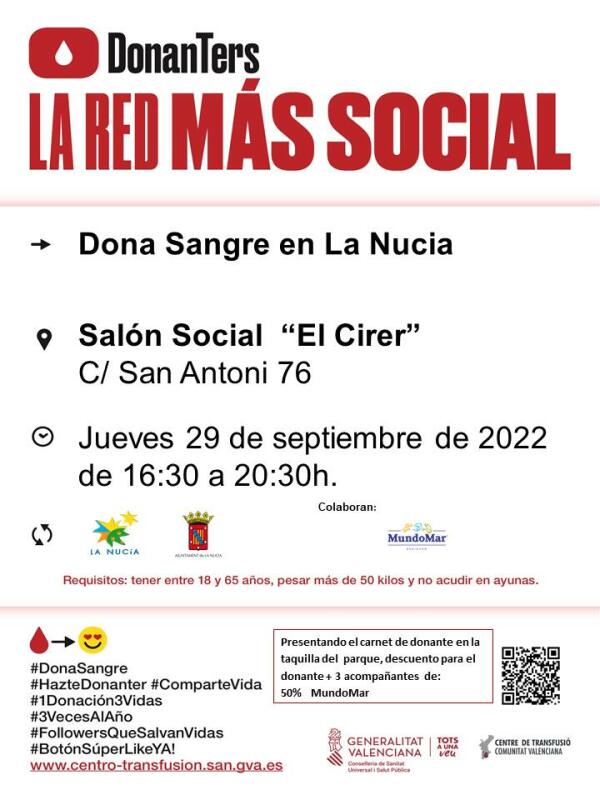 Nueva donación de sangre esta tarde en El Cirer 