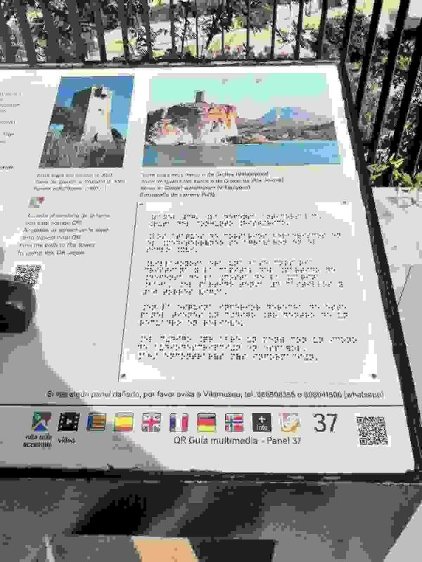 Patrimonio Histórico hace trabajos de mantenimiento del braille en los paneles de los monumentos de la Vila Joiosa