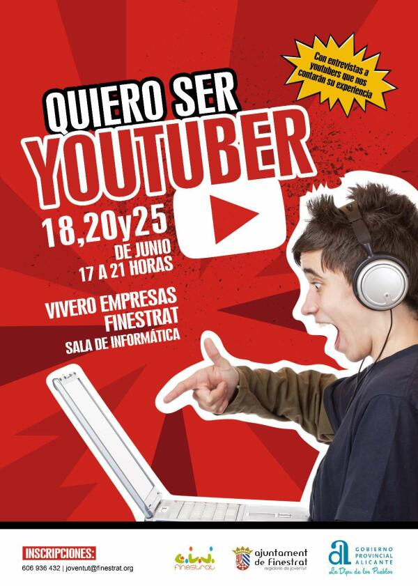 La Concejal&iacute;a de Juventud de Finestrat organiza un taller para aprender a ser &ldquo;youtuber&rdquo; 