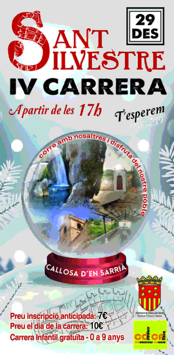  Abierto el plazo de inscripción para la IV Carrera Sant Silvestre 2018 en Callosa 