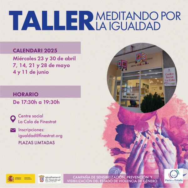 LA CONCEJALÍA DE IGUALDAD DE FINESTRAT ORGANIZA UN TALLER DE MEDITACIÓN Y UN TALLER DE TEATRO EN EL CENTRE SOCIAL LA CALA
