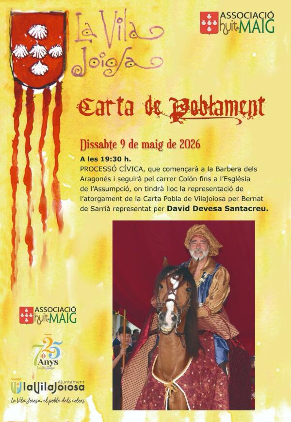 Villajoyosa celebra la Carta Pobla con la tradicional procesi&oacute;n c&iacute;vica y la representaci&oacute;n de la entrega del documento fundacional 
