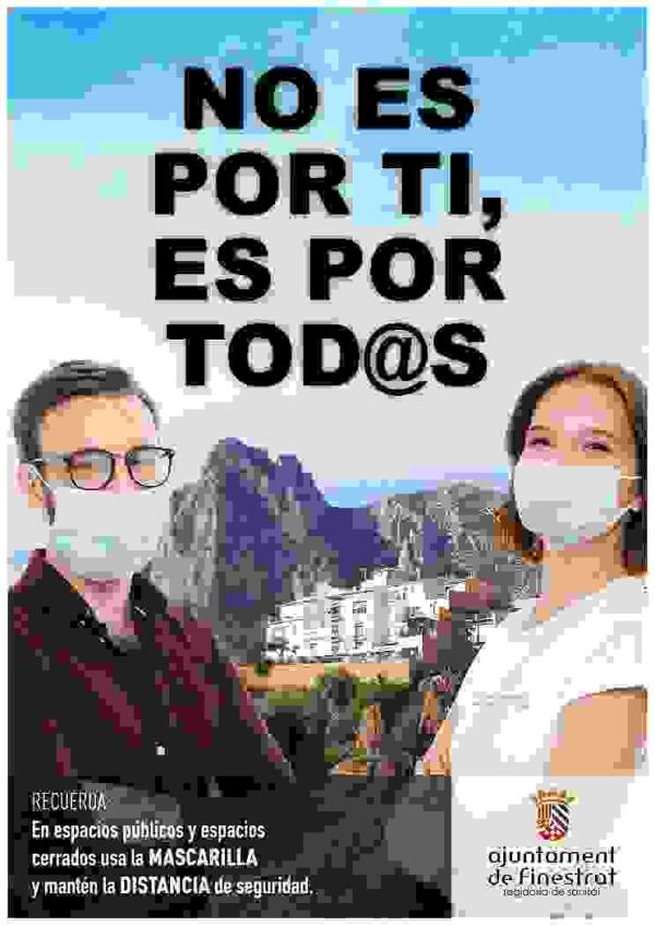 Finestrat lanza una campa&ntilde;a de concienciaci&oacute;n a la ciudadan&iacute;a sobre las medidas de seguridad para frenar la propagaci&oacute;n del covid-19.