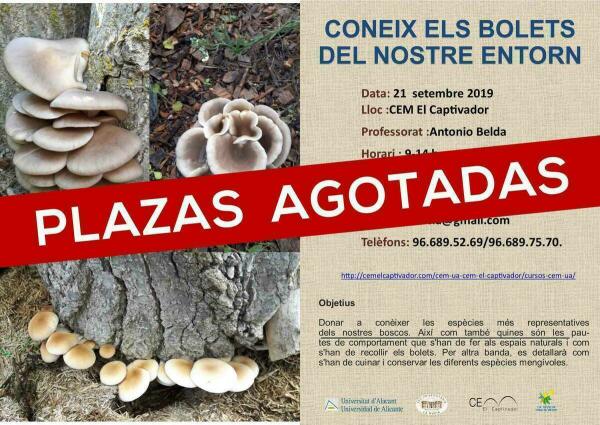 La Nucía · Plazas agotadas para el Curso “Coneix els Bolets del nostre Entorn” en el CEM