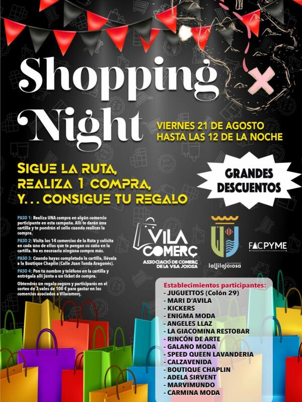 Vuelve el Shopping Night a las calles de Villajoyosa con descuentos, premios y comercio local