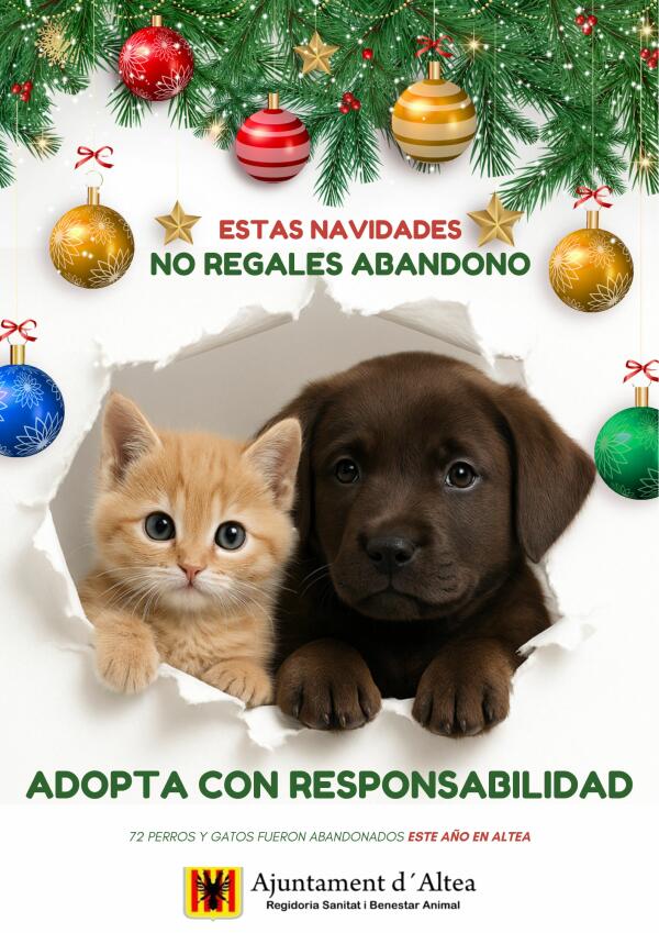Bienestar Animal lanza la campa&ntilde;a &ldquo;Estas Navidades no regales, adopta&rdquo; 