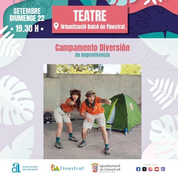 Este Domingo Teatro Campamento Diversión de Improvivencia en  urbanización Balcón de Finestrat  