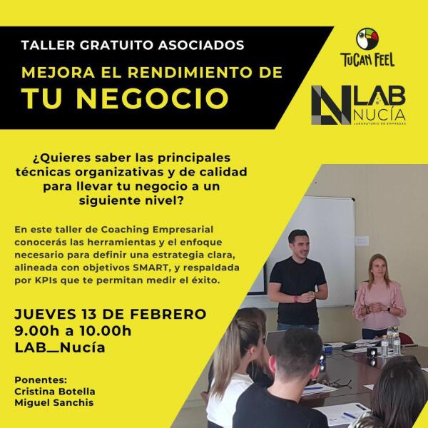 Taller para mejorar el rendimiento de un negocio este jueves en Lab_Nucia