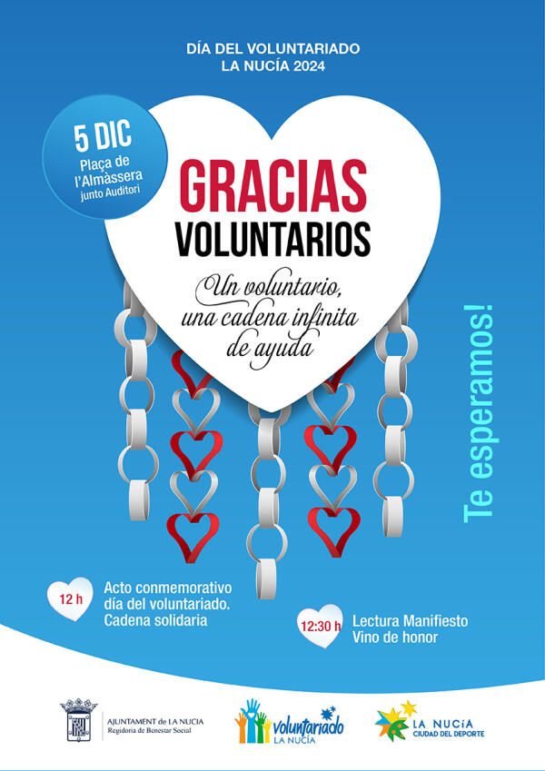 El “Día del Voluntariado” se celebrará con una gran cadena solidaria