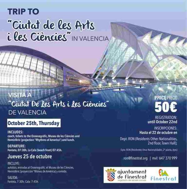 La concejal&iacute;a de Residentes de Otras Nacionalidades de Finestrat organiza una visita a la Ciudad de las Artes y las Ciencias de Valencia