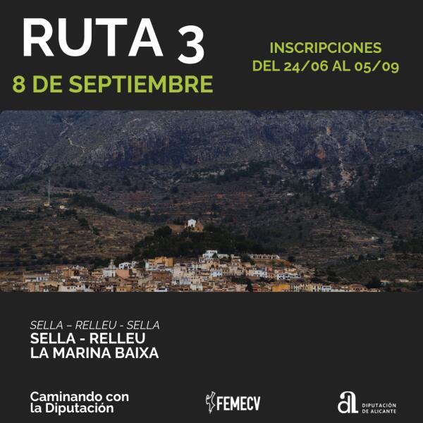 La Diputación retoma el domingo 8 de septiembre su Programa de Senderismo con una ruta por Sella y Relleu 