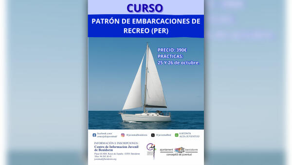 Juventud vuelve a organizar un curso para obtener la licencia de Patrón de Embarcaciones de Recreo (PER) 