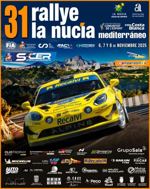 El 31º Rallye de La Nucía contará con 12 tramos y 161 km. de competición 