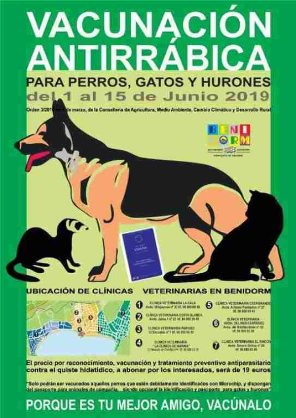   Benidorm // Sanidad pone en marcha la ‘Campaña de Vacinación Antirrábica 2019’