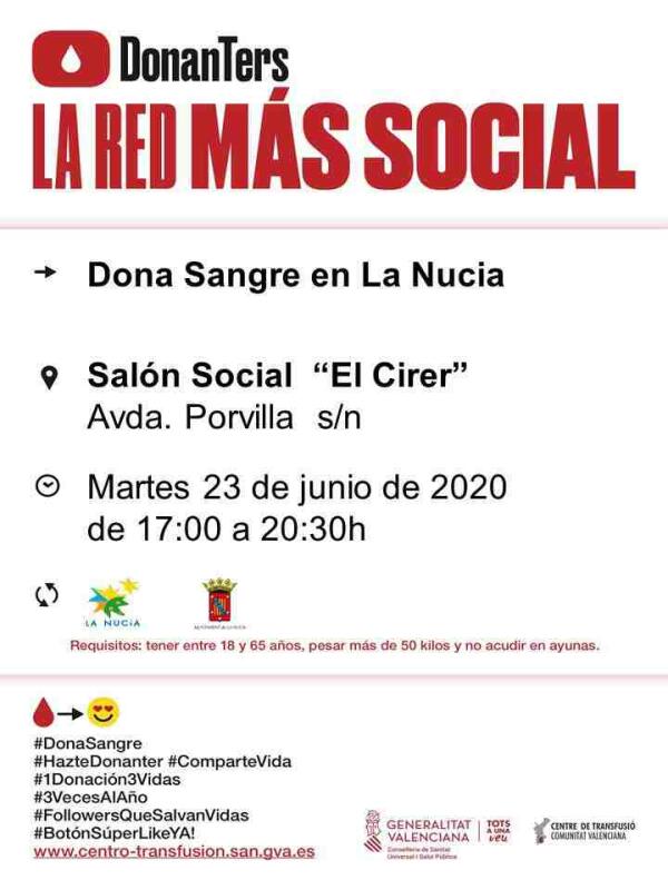 Donaci&oacute;n de Sangre en El &ldquo;Cirer&rdquo; el pr&oacute;ximo martes.