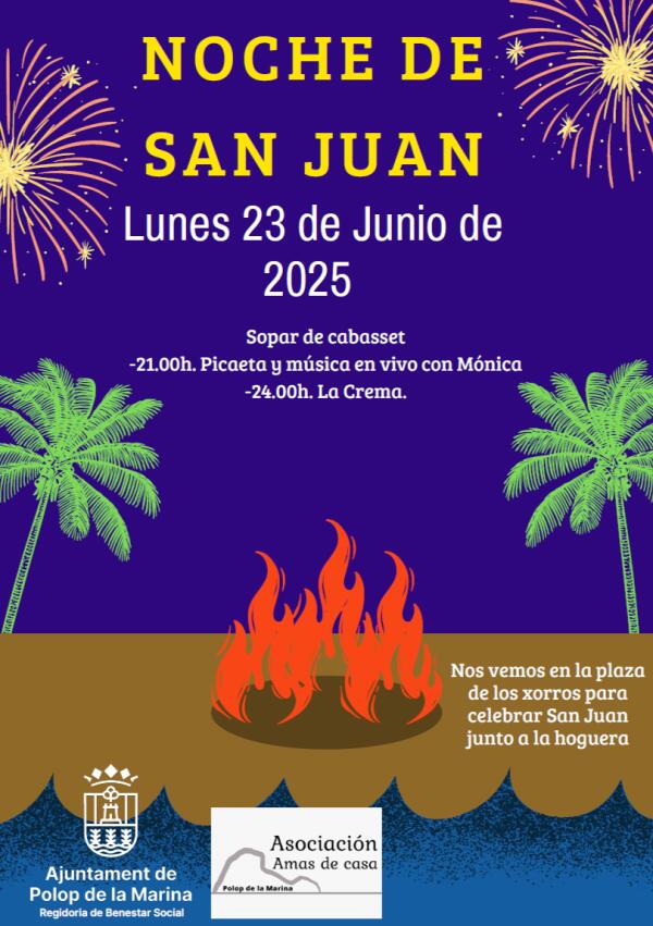 Polop de la Marina celebra la Nit de Sant Joan con su tradicional hoguera y viaje a las fiestas de Alicante