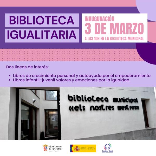 8M Finestrat INAUGURACIÓN DE LA “BIBLIOTECA IGUALITARIA” EN FINESTRAT CON MOTIVO DEL “DÍA INTERNACIONAL DE LA MUJER” 