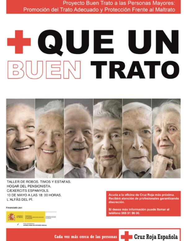 Cruz Roja imparte este viernes en l’Alfàs un taller gratuito sobre prevención de robos, timos y estafas