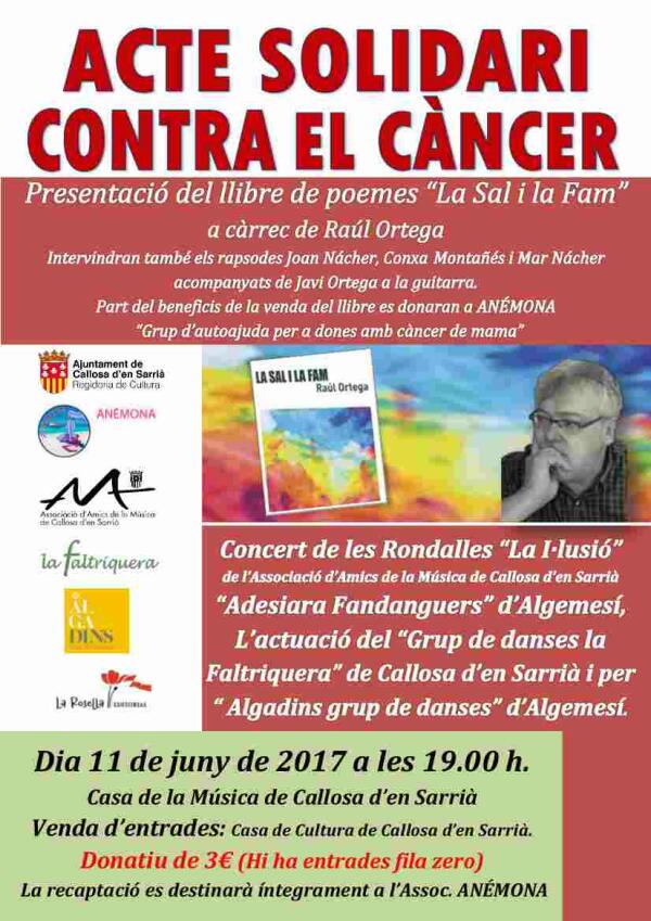 M&uacute;sica y poes&iacute;a para luchar contra el c&aacute;ncer en Callosa d&rsquo;en Sarri&agrave;