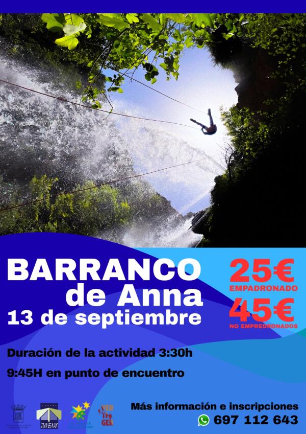 Juventud programa una excursión al Barranco de Anna