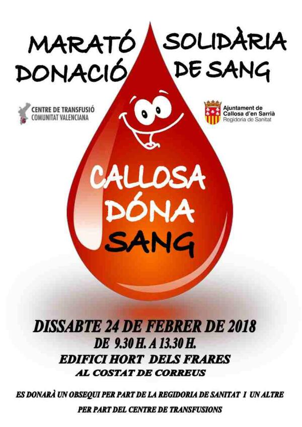  Callosa d&rsquo;en Sarri&agrave; celebra este s&aacute;bado el tercer Marat&oacute;n Solidario de Donaci&oacute;n de Sangre