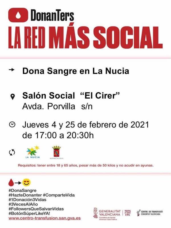 Esta tarde Donación de Sangre en el Cirer