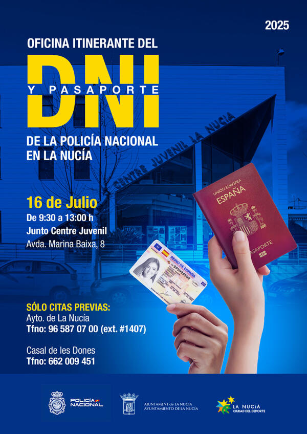 La Oficina del DNI y Pasaporte visita La Nucía el 16 de julio  