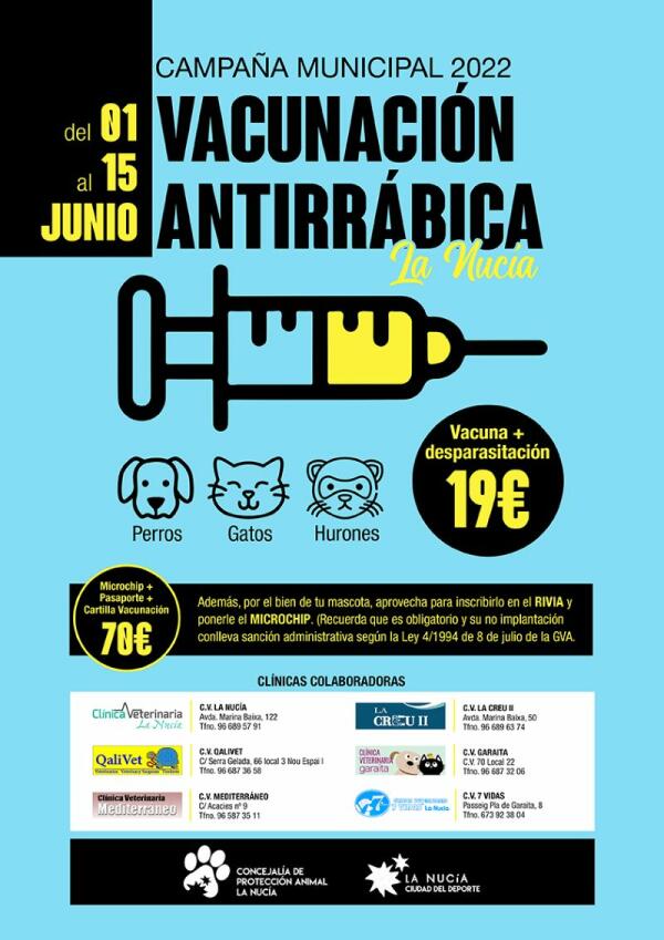 Hoy comienza la Campaña de Vacunación Antirrábica 2022 