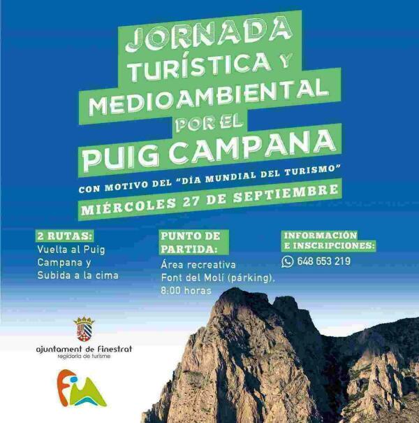 Finestrat se suma al &ldquo;D&iacute;a Mundial del Turismo&rdquo; con una jornada tur&iacute;stica y  medioambiental por el Puig Campana