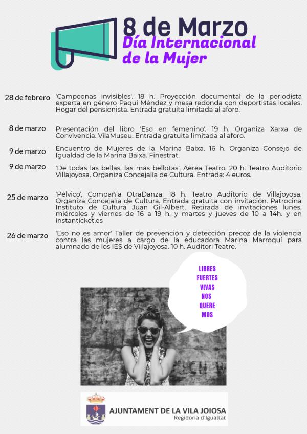 La Vila Joiosa conmemora el 8 de marzo con m&uacute;ltiples actividades de concienciaci&oacute;n y puesta en valor del papel de la mujer en la sociedad  