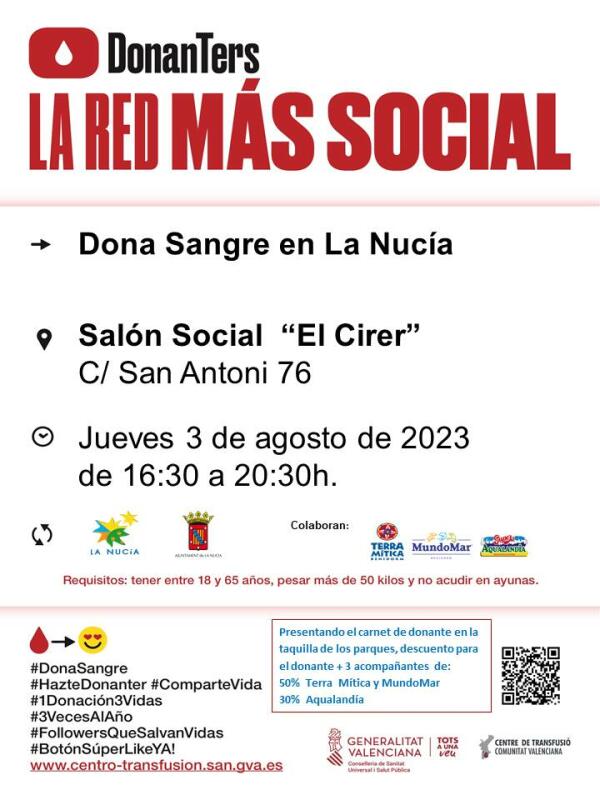 Este jueves nueva donación de sangre en el “El Cirer”