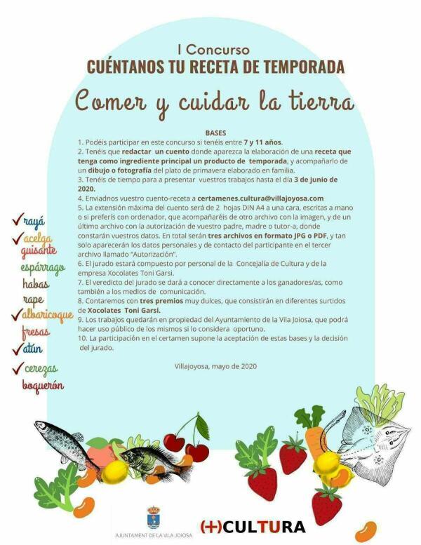 Cultura convoca el primer concurso infantil de recetas de temporada. 